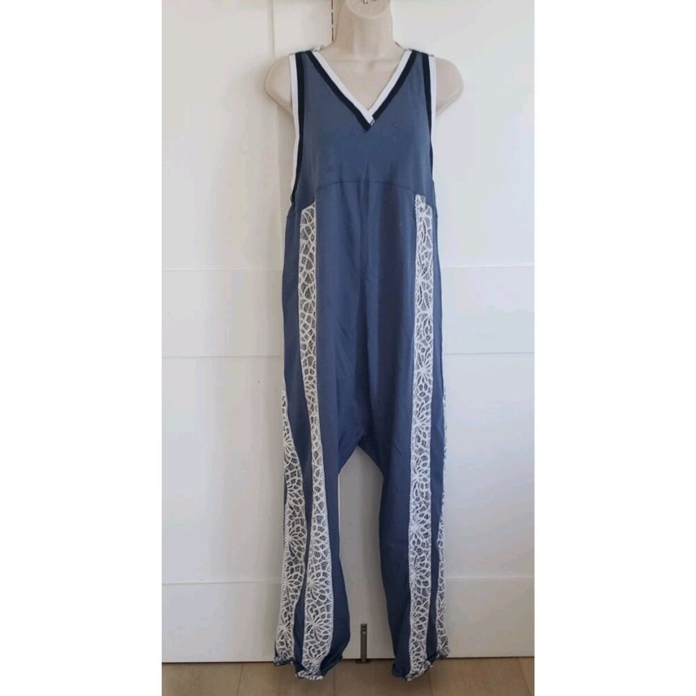 NEW FREE PEOPLE MOVEMENT DAY TRIPJUMPSUIT BLUE XSMALL - Picture 5 of 12